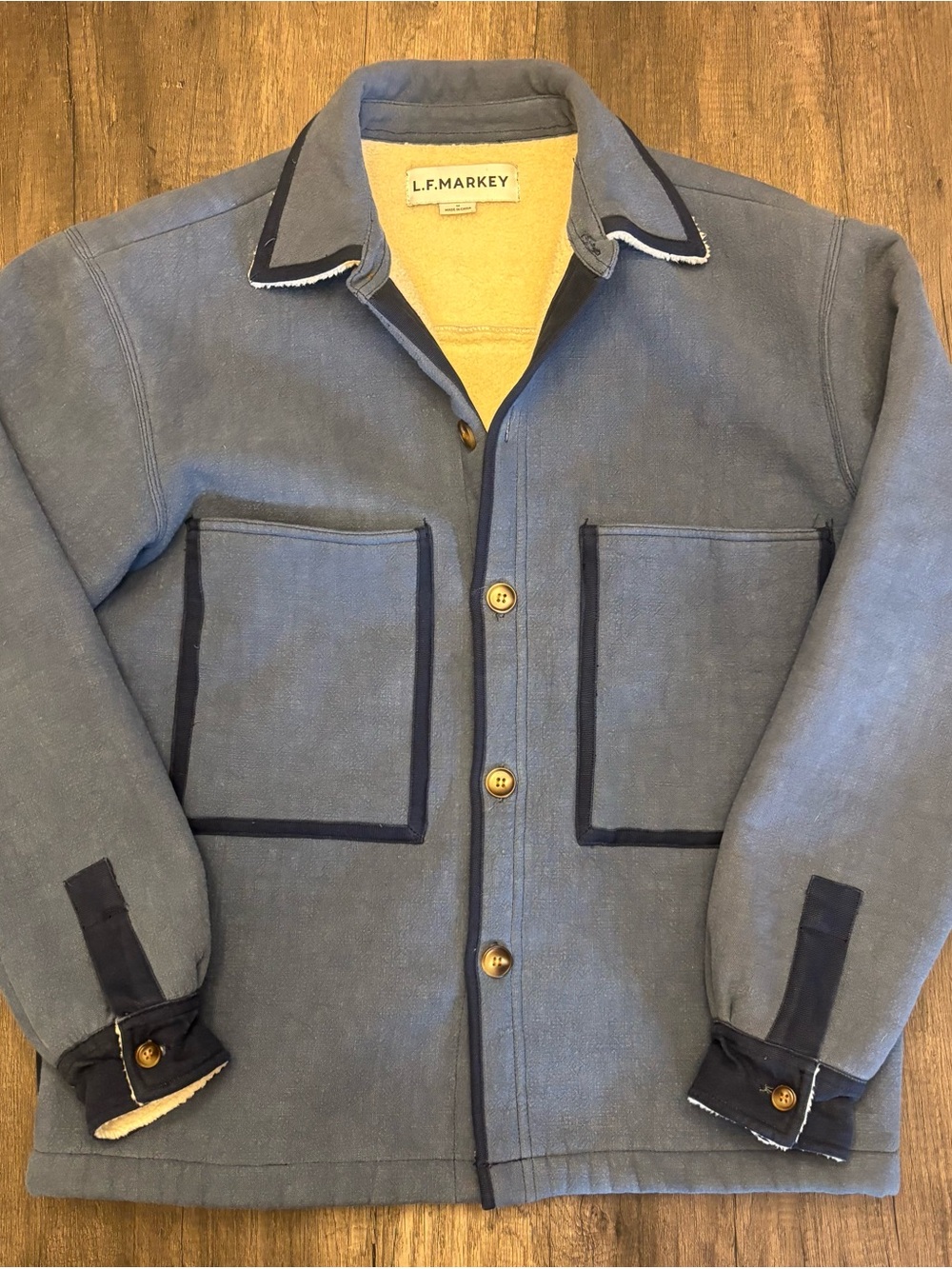 L.F. Markey Men’s/Unisex M Blue Button-Front Sherpa Lined Olary Jacket